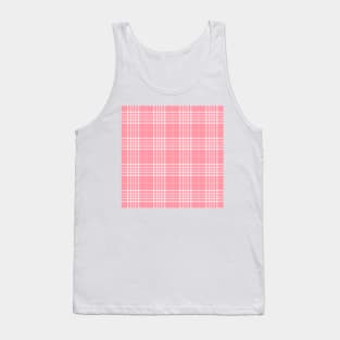 Pink and White Tartan Plaid Pattern Tank Top